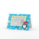 Christmas Santa penguin photo card template