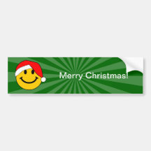 Christmas Santa Smiley Face Bumper Stickers