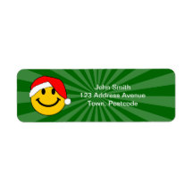Christmas Santa Smiley Face Custom Return Address Label