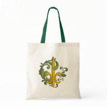 Christmas Scroll Fleur de lis Accent Bag