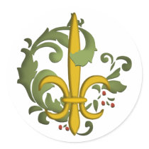 Christmas Scroll Fleur de lis Stickers