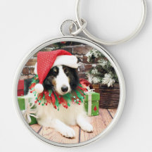 Christmas - Sheltie - Bandit Keychain