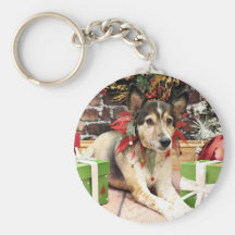 Christmas - Sheltie - Bart Key Chain