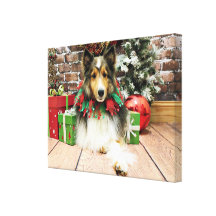 Christmas - Sheltie - Duchess Gallery Wrap Canvas