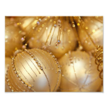 Christmas Shiny Sparkly Glittery Ornaments Gold Photographic Print