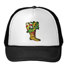Christmas shoe full of gifts with santa claus hat