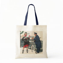 Christmas Shopping; Policeman Feeding the Metre Bags