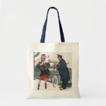 Christmas Shopping; Policeman Feeding the Metre Bags
