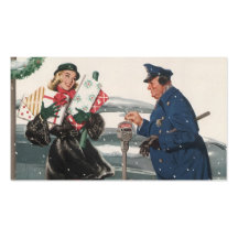 Christmas Shopping; Policeman Feeding the Metre Business Cards