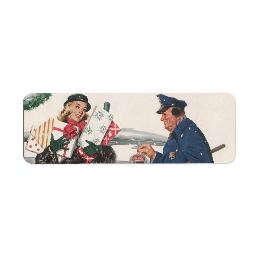 Christmas Shopping; Policeman Feeding the Metre Labels