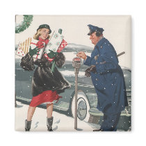 Christmas Shopping; Policeman Feeding the Metre
