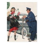 Christmas Shopping; Policeman Feeding the Metre Postcards