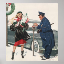 Christmas Shopping; Policeman Feeding the Metre