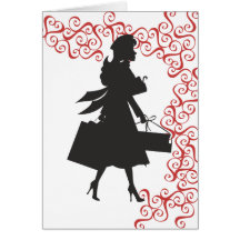 Christmas Shopping Silhouette Greeting Card