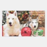 Christmas - Siberian Huskies - Bailey and Katya Stickers