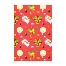 Christmas - Singing Angels & Golden Bells Stretched Canvas Print