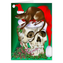 Christmas Skull and Happy Rat Card