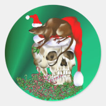 Christmas Skull and Happy Rat Sticker