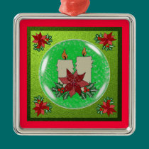 CHRISTMAS SNOW CANDLE SQUARE ORNAMENT ornaments