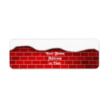 Christmas Snow Drift Red Bricks Background Return Address Labels
