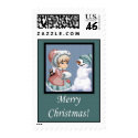 christmas snow girl postage