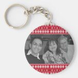 Christmas Snowflake Red White Pattern Key Chain