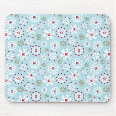 Christmas Snowflake Repeat Pattern Mouse Pads by jojoproductshop
