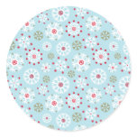 Christmas Snowflake Repeat Pattern Round Sticker