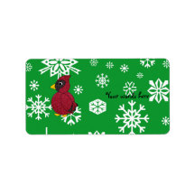 Christmas snowflakes cardinal address label