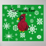 Christmas snowflakes cardinal poster