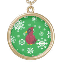 Christmas snowflakes glitter cardinal personalized necklace