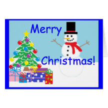 Christmas Snowman and Tree Blank Card