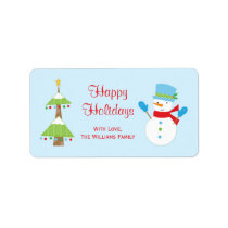 Christmas Snowman and Tree Gift Tag Labels labels