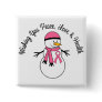 Christmas Snowman Breast Cancer Ribbon Button