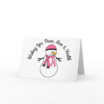 Christmas Snowman Breast Cancer Ribbon Greeting Card