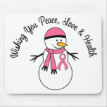 Christmas Snowman Breast Cancer Ribbon Mouse Pad