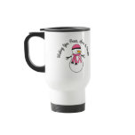 Christmas Snowman Breast Cancer Ribbon Mugs