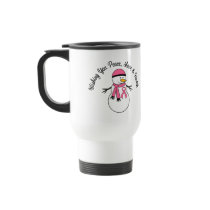 Christmas Snowman Breast Cancer Ribbon Mugs