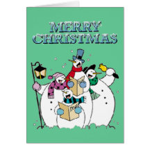 Christmas Snowman Carolers Greeting Card