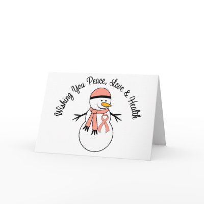 Christmas Snowman Endometrial Cancer Ribbon Card by cancerapparel