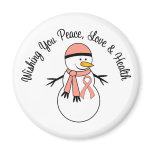 Christmas Snowman Endometrial Cancer Ribbon Fridge Magnet