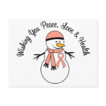 Christmas Snowman Endometrial Cancer Ribbon postcards