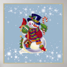 Christmas Snowman holiday poster