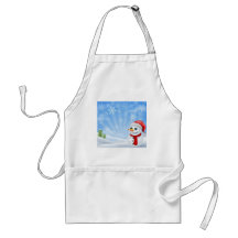 Christmas Snowman in snowy scene Apron