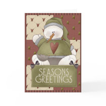 Christmas Snowman Patchwork Greeting Cards