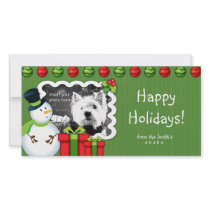 Christmas Snowman Photo Card template red green