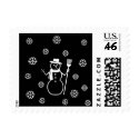 Christmas, Snowman & Snowflakes, black & white postage