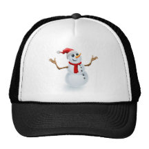 Christmas Snowman Wearing Santa Hat
