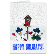 Christmas Snowmen with Cowboy Hats Greeting Card