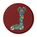 Christmas Sock Cat Magnet